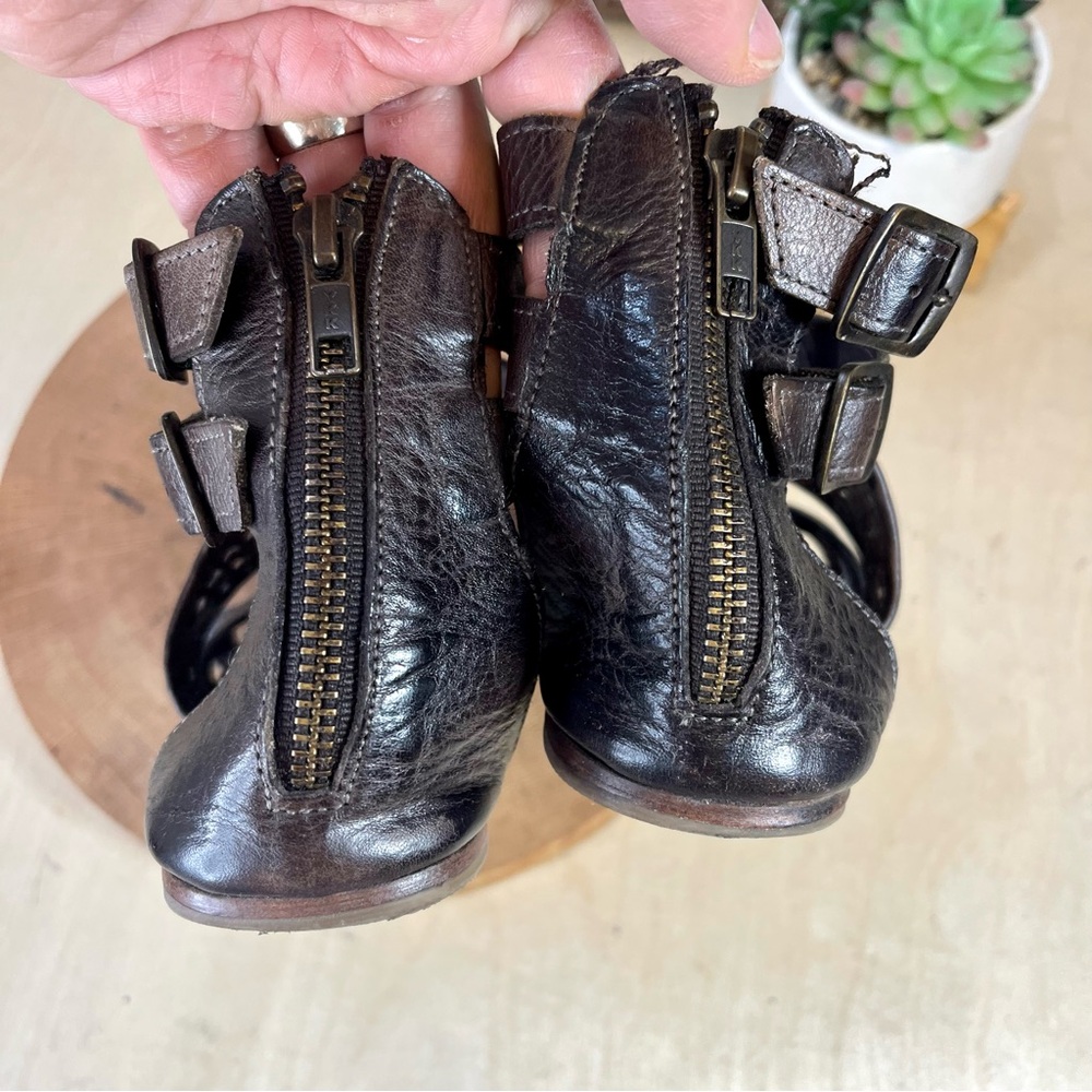 BED|STU Capriana Brown Woven Leather Double Ankle Strap Buckle Zip Sandal Size 9 - Picture 14 of 15